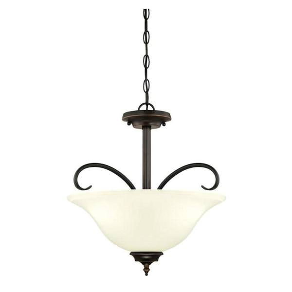 3 Light Indoor Amber Bronze Convertible Pendant/Semi-Flush Ceiling Fixture