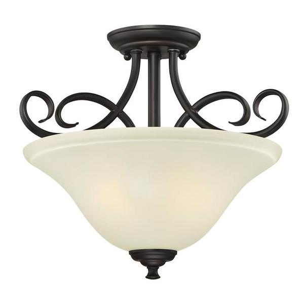 2 Light Oil Rubbed Bronze Semi-Flush Ceiling Light Fixture