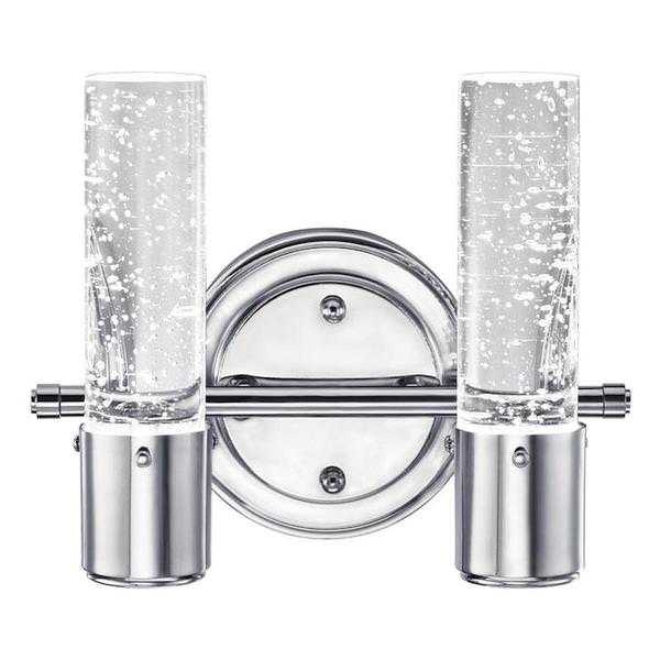 2 Light Chrome Finish Bubble Glass Dimmable LED Wall Light Fixture 