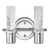 View 2 Light Chrome Finish Bubble Glass Dimmable LED Wall Light Fixture 