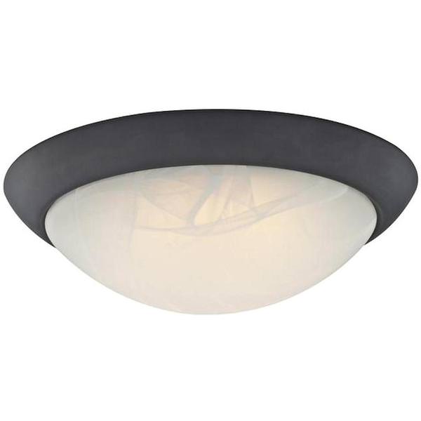 1 Light Oil Rubbed Bronze White Alabaster Glass Dimmable LED Flush Mount