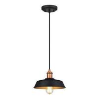 Westinghouse 1 Light Matte Black and Washed Copper Finish with Metallic Bronze Interior Pendant