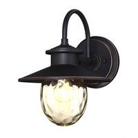 View 1 Light Oil Rubbed Bronze with Highlights Clear Water Glass Outdoor Wall Lantern