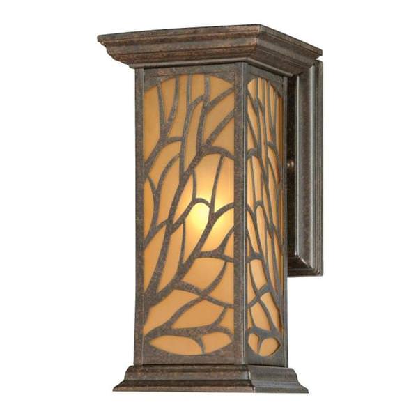 1 Light Victorian Bronze Finish Amber Frosted Glass 