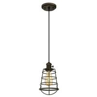Westinghouse 1 Light Oil Rubbed Bronze Cage Shade with Turn Knob Mini Pendant Light Fixture