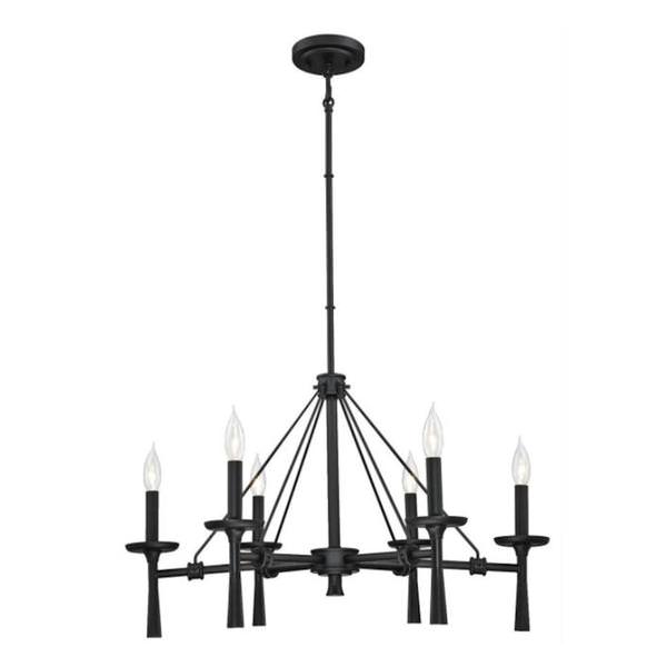6 Light Matte Black Chandelier Light Fixture