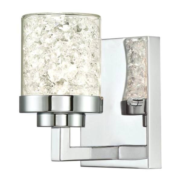 1 Light Chrome Floating Crystals in Clear Glass Shade Wall Light Fixture