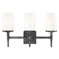 View 3 Light Distressed Aluminum White Opal Glass Shades Wall Light Fixture