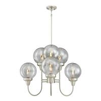 View 6 Light Brushed Nickel Smoke Grey Glass Globes Chandelier Light Fixture