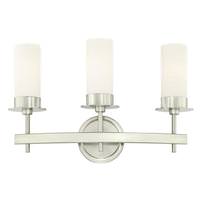 View 3 Light Brushed Nickel Frosted Opal Glass Shades Wall Light Fixture