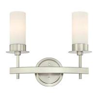 View 2 Light Brushed Nickel Frosted Opal Glass Shades Wall Light Fixture