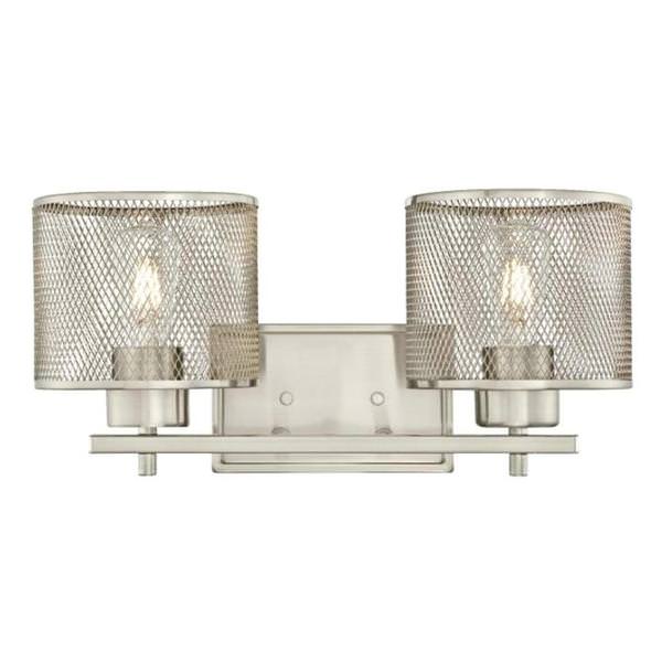 2 Light Brushed Nickel Mesh Shades Wall Light Fixture
