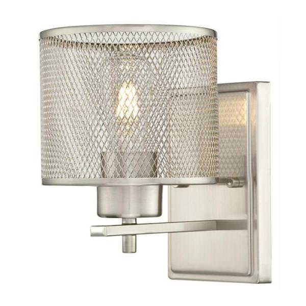 1 Light Brushed Nickel Mesh Shade Wall Light Fixture