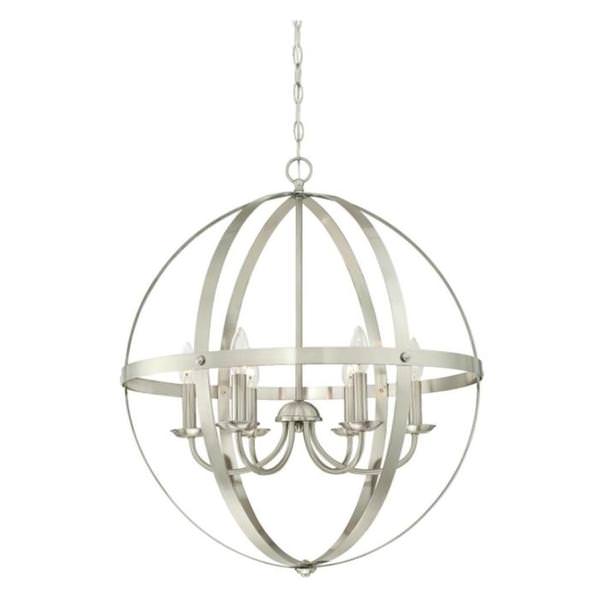 6 Light Brushed Nickel Chandelier Light Fixture