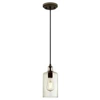 Westinghouse 1 Light Oil Rubbed Bronze Clear Textured Glass Shade Adjustable Mini Pendant Light Fixture