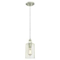 Westinghouse 1 Light Brushed Nickel Clear Textured Glass Shade Adjustable Mini Pendant Light Fixture