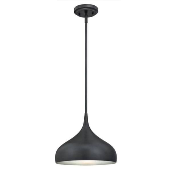 1 Light Matte Brushed Gun Metal with Silver Interior Adjustable Pendant Light Fixture