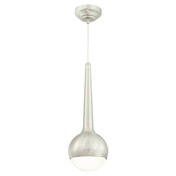 1 Light Brushed Nickel Frosted Opal Glass Shade Dimmable Adjustable LED Mini Pendant Light Fixture