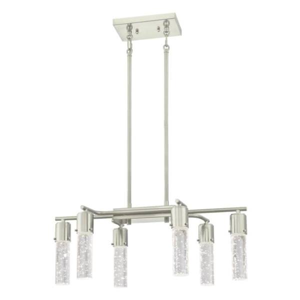 6 Light 38 watt 3000K Natural White Brushed Nickel Dimmable LED Chandelier