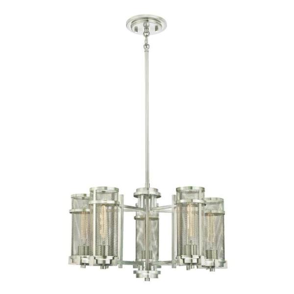 5 Light Brushed Nickel Mesh Shades Chandelier Light Fixture