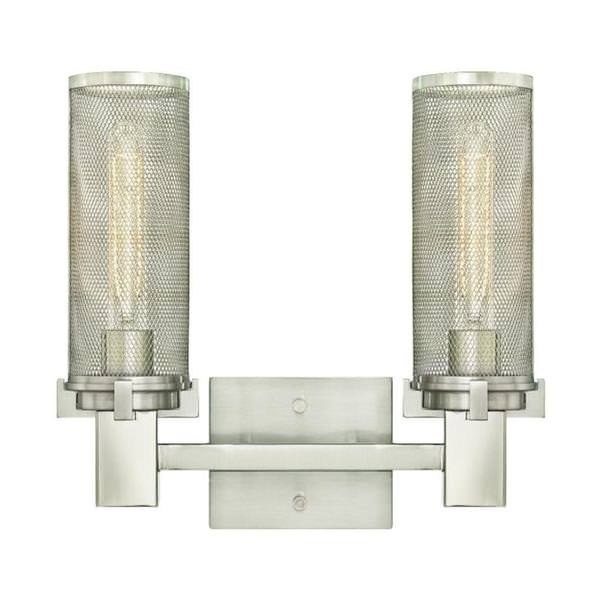 2 Light Brushed Nickel Mesh Shades Wall Light Fixture