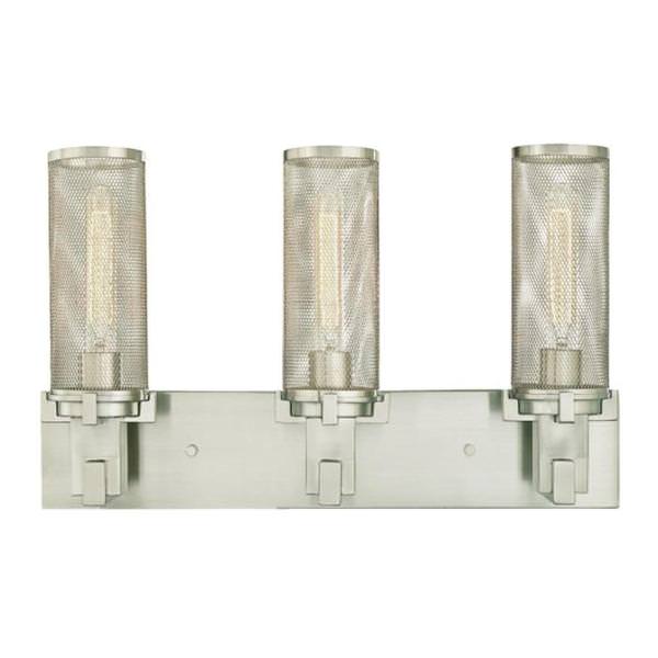 3 Light Brushed Nickel Mesh Shades Wall Light Fixture