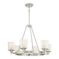 View 6 Light Brushed Nickel Glass Shades Chandelier Light Fixture