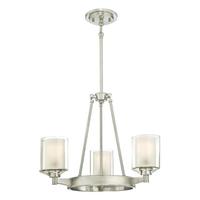 View 3 Light Brushed Nickel Glass Shades Chandelier Light Fixture