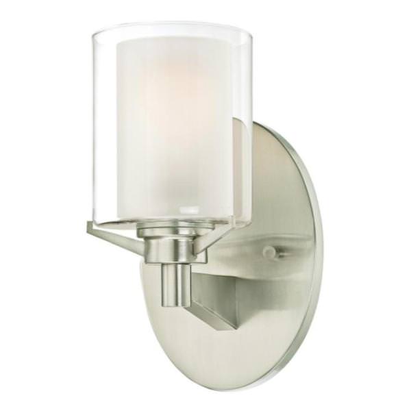 1 Light Brushed Nickel Glass Shade Wall Light Fixture