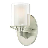 View 1 Light Brushed Nickel Glass Shade Wall Light Fixture