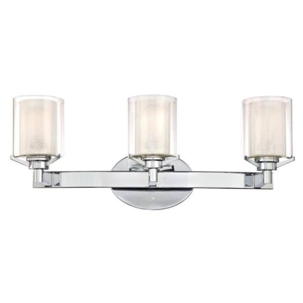 3 Light Chrome Glass Shades Wall Light Fixture