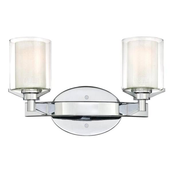 2 Light Chrome Glass Shades Wall Light Fixture