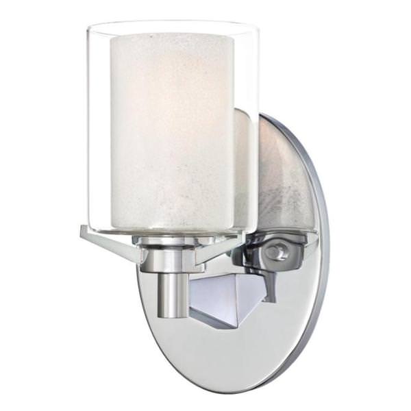 1 Light Chrome Glass Shade Wall Light Fixture