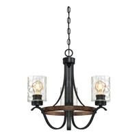 View 3 Light Textured Iron Clear Hammered Glass Shades Chandelier Light Fixture