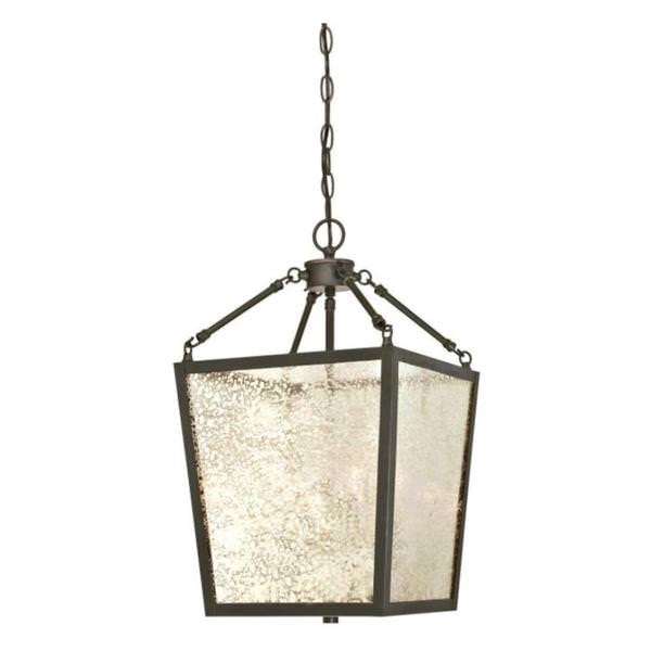 4 Light Oil Rubbed Bronze Antique Mirror Glass Shade Chandelier Light Fixture