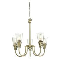Westinghouse 5 Light Antique Brass Clear Seeded Glass Shades Chandelier Light Fixture