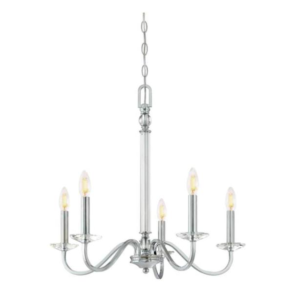 5 Light Chrome with Clear Glass Accents Chandelier Light Fixture