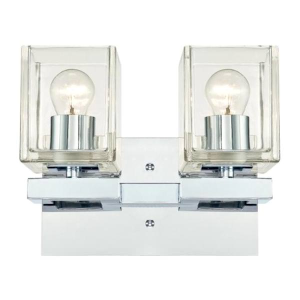 2 Light Chrome Clear Glass Shades Wall Light Fixture