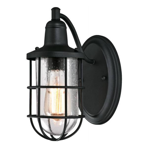 1 Light Textured Black Outdoor Wall Fixture