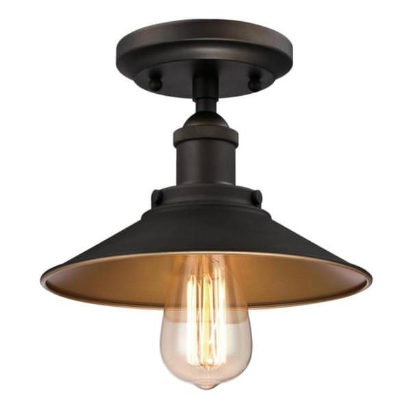 1 Light (Medium Screw Base) Oil Rubbed Bronze / Metallic Bronze Semi-Flush Ceiling Fixture