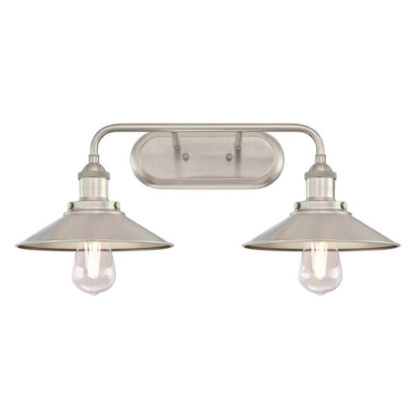 2 Light (Medium Screw Base) Brushed Nickel Finish Wall Sconce Light Fixture