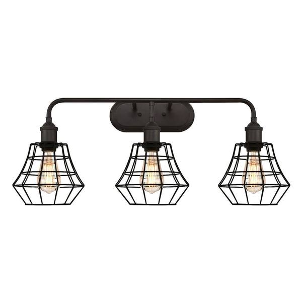 3 Light (Medium Screw Base) Oil Rubbed Bronze Finish Wall Light Fixture