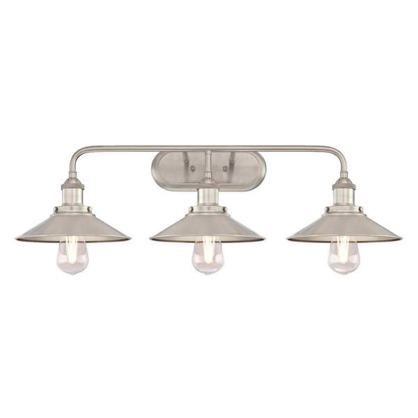 3 Light (Medium Screw Base) Brushed Nickel Finish Wall Light Fixture