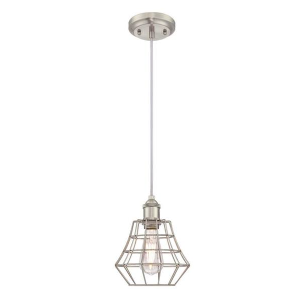 1 Light (Medium Screw Base) Brushed Nickel Semi-Flush Indoor Mini Pendant
