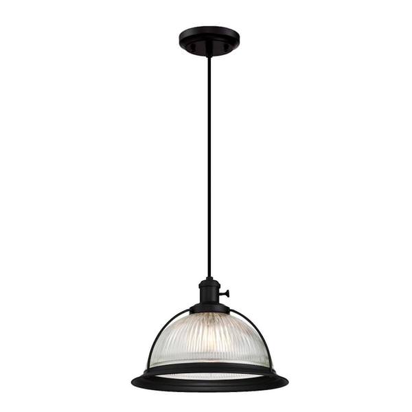 1 Light (Medium Screw Base) Matte Black Semi-Flush Indoor Pendant