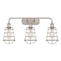 View 3 Light (Medium Screw Base) Brushed Nickel Wall Sconce Light Fixture