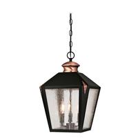 View 3 Light Matte Black Finish with Washed Copper Accents Outdoor  Pendant Fixture