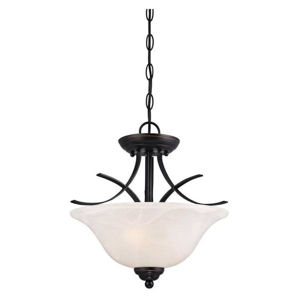 2 Light Indoor Convertible Pendant/Semi-Flush Ceiling Fixture