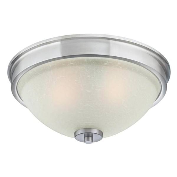 2 Light Brushed Nickel Indoor Flush Ceiling Fixture