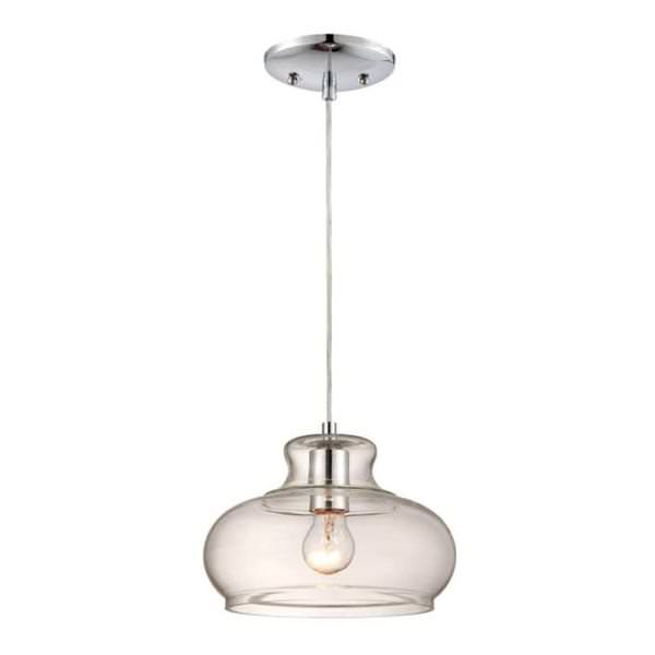 1 Light Chrome Clear Glass Shade Adjustable
